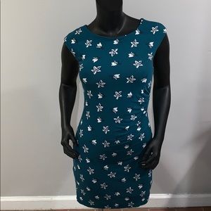 Loft Teal Floral Dress XS Petite Women’s Workwear